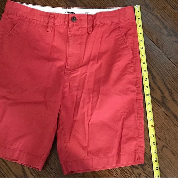 SONOMA Mens Muted Red Flat Front Chino Shorts Sz 34 - Picture 4 of 9